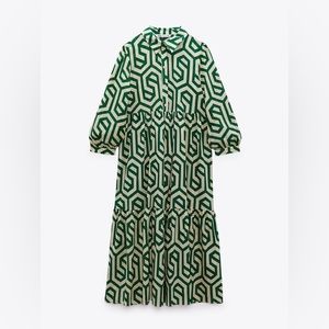 Zara Green Geometric Maxi Dress